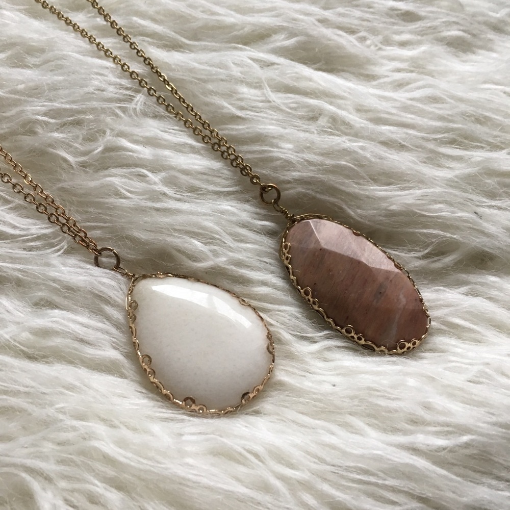 2 Long Stone Necklaces